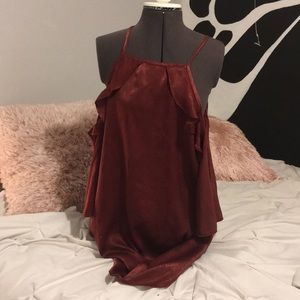 Maroon dress off the shoulder sleeves